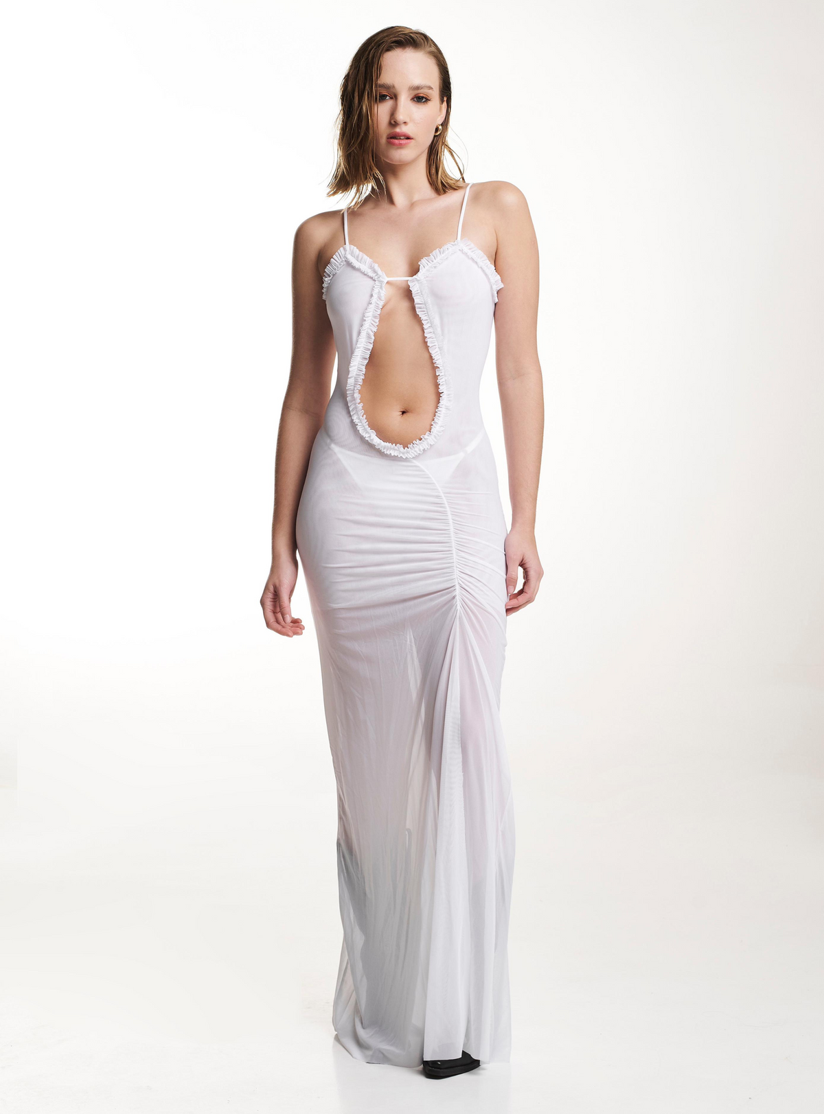 ladies white dresses with sleeves White Long Sleeve Fit & Flare Cocktail Dress